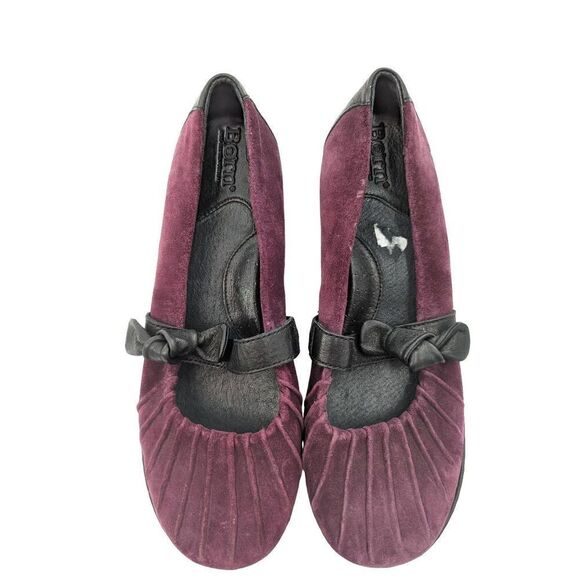 Born Women's Plum Purple Suede Gray Round Toe Ballet Flat Shoes Size 7 - Picture 3 of 12